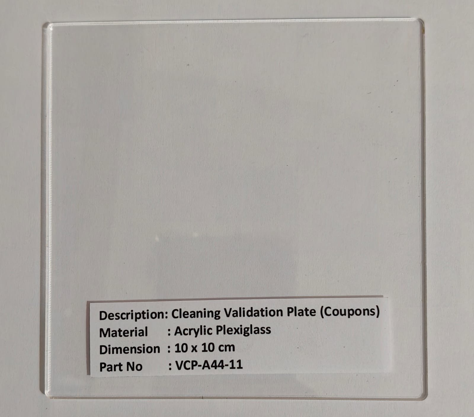 Cleaning Validation Plate (Coupons) – Acrylic (Plexiglass)