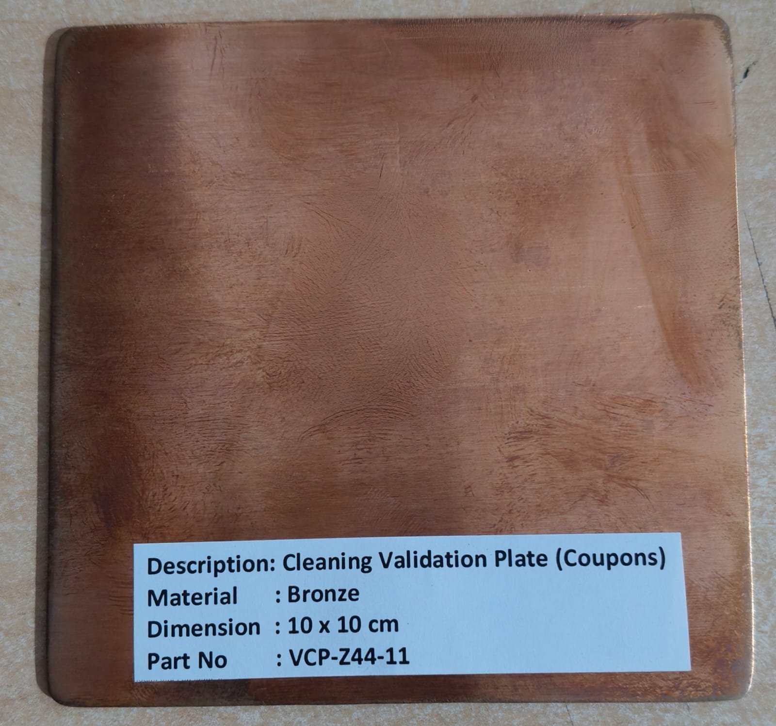 Cleaning Validation Plate (Coupons) – Bronze