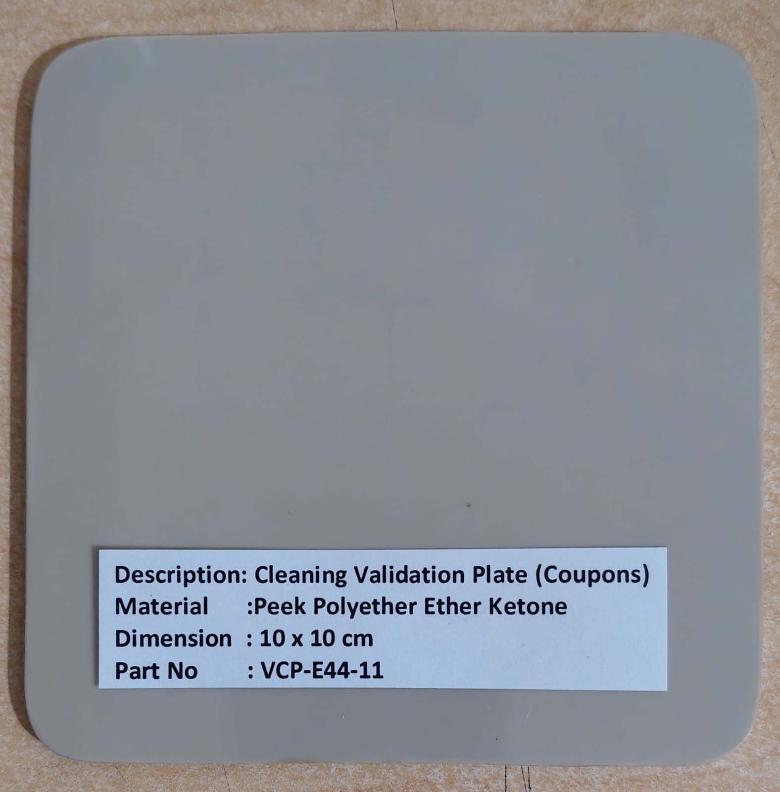 Cleaning Validation Plate (Coupons) – PEEK