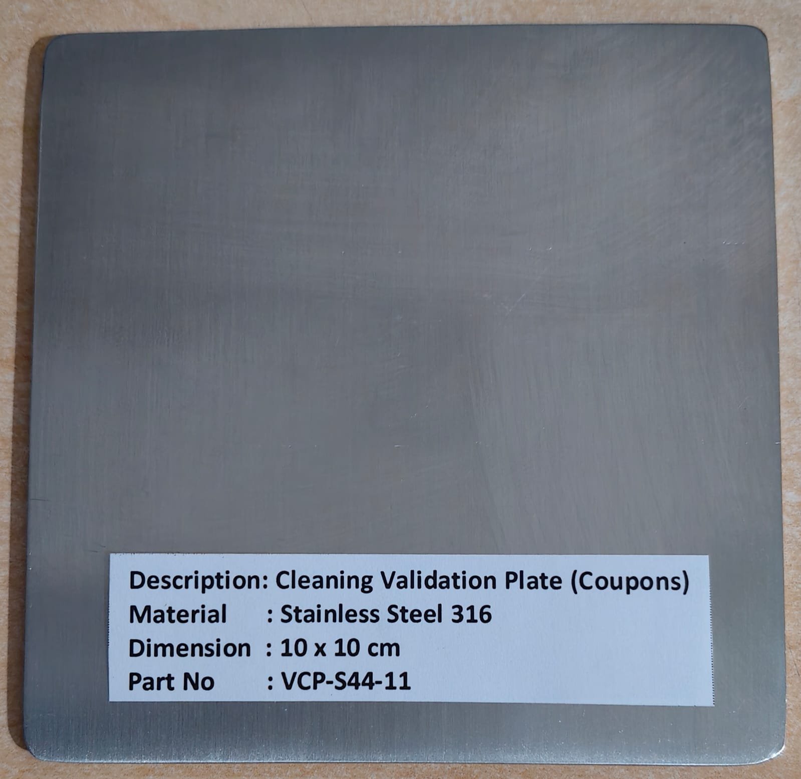 Cleaning Validation Plate (Coupons) – Stainless Steel 316